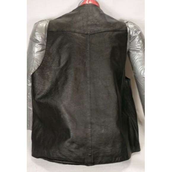 Leather Motorcyle Biker Vest Black XL Basic Elements - Picture 2 of 3